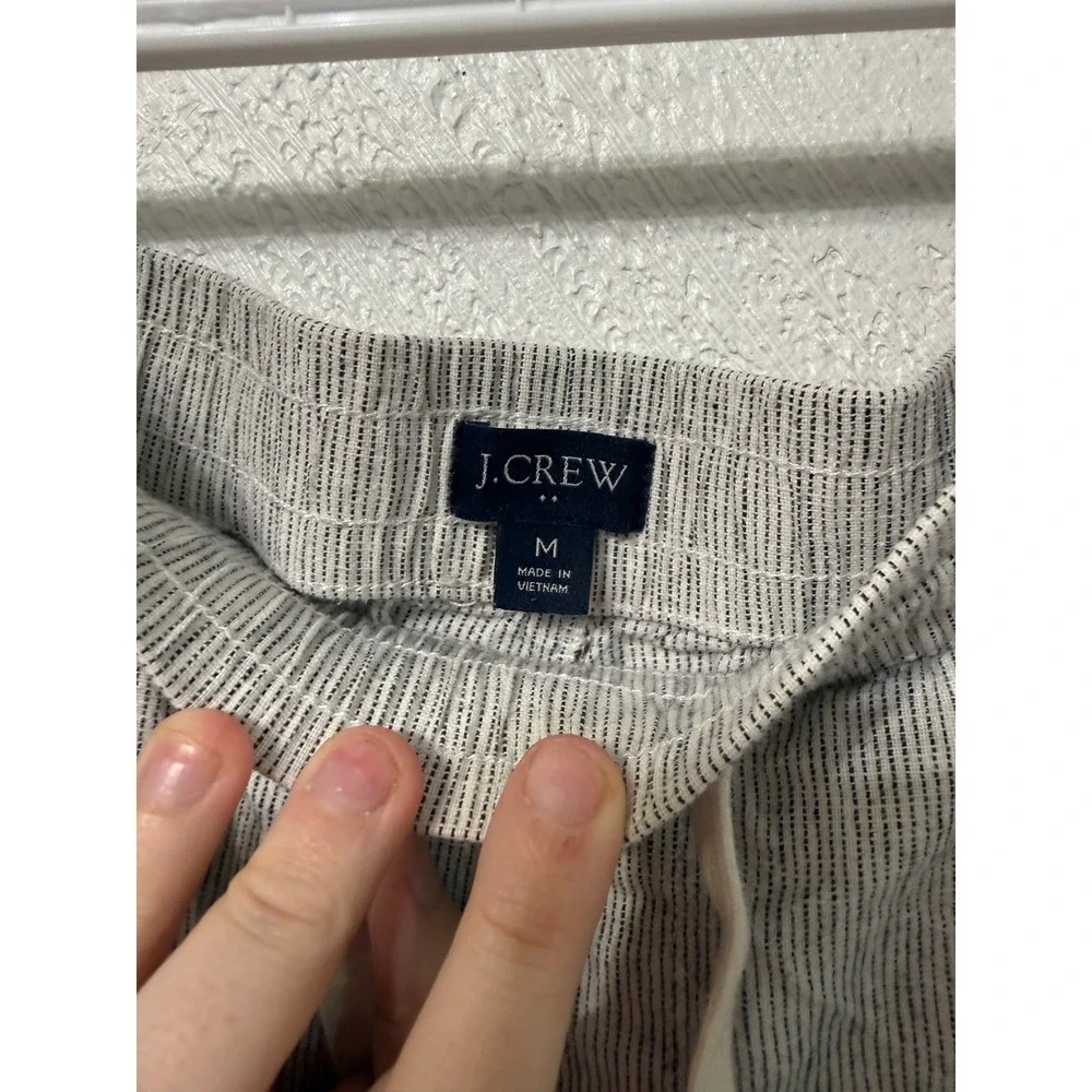 J.Crew Mens Dock Shorts Linen Cotton Blend Striped Grey White Size M Casual Work